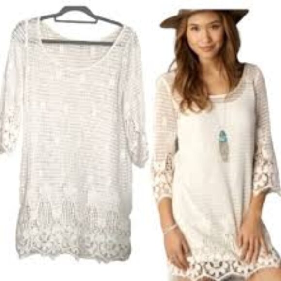 American Eagle Outfitters Dresses & Skirts - American Eagle Cotton Boho Crochet Dress with Slip (M)